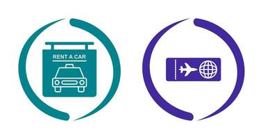 Rent a car and Plane tickets  Icon vector