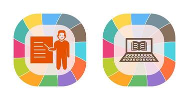 Online Books and Male Presenter Icon vector