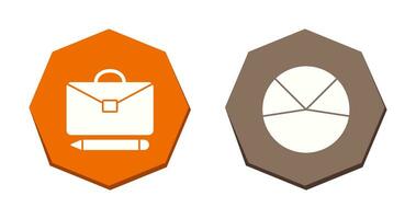 briefcase and pie chart analysis Icon vector