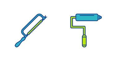 Hacksaw and Paint Roller Icon vector