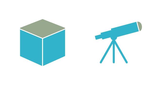 cubic design and telescope Icon vector