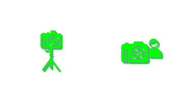 camera on stand and photographer Icon vector