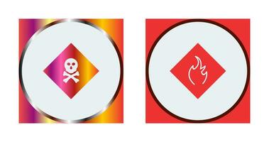 poisonous gas and Danger of flame  Icon vector