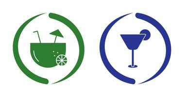 coconut drink and cocktail drink  Icon vector