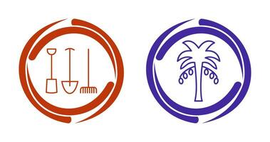 Gardening Tools and Palm tree Icon vector