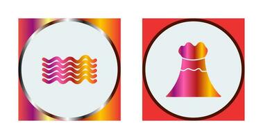 magnetic waves and volcano Icon vector