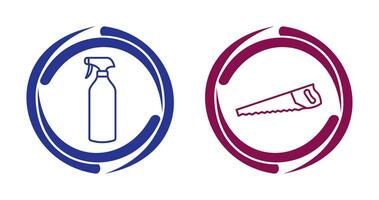 Spray bottle and Handsaw Icon vector