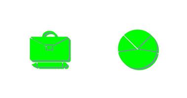 briefcase and pie chart analysis Icon vector
