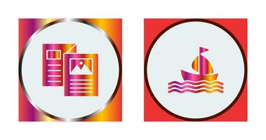 folleto y barco icono vector