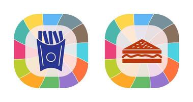 french fries and sandwich  Icon vector