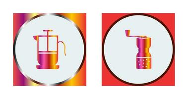 french press and coffee grinder  Icon vector