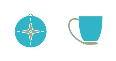 compass and coffee cup Icon vector