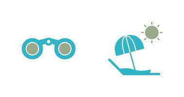 Binoculars and beach Icon vector