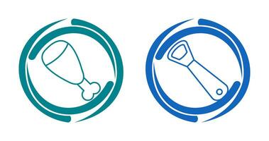 Cooked Ham and utensil Icon vector