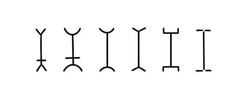 Set of typing cursor symbols. Simple test insert marker. Hand drawn doodle icons. Computer interface design elements. vector