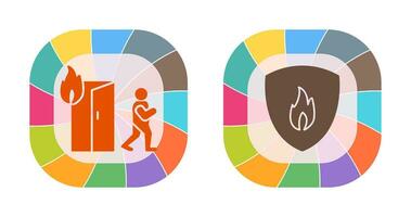 running from fire and fire shield  Icon vector