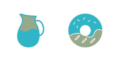 milk jug and cream doughnut  Icon vector