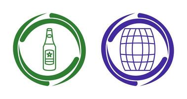 Beer Bottle and Barrel Icon vector