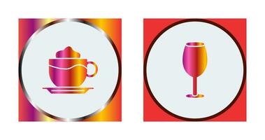 latté y vino vaso icono vector