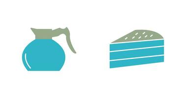 cake slice and coffee pot  Icon vector