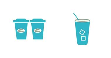 two coffees and Iced Coffee Icon vector