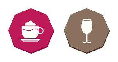 latté y vino vaso icono vector