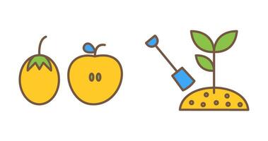 frutas y vegetales y plantación icono vector