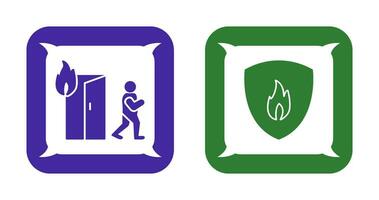 running from fire and fire shield  Icon vector