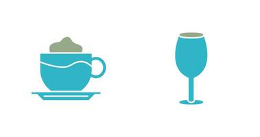 latté y vino vaso icono vector