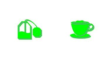 tea bag and creamy coffee  Icon vector