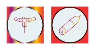 Sausage on Fork and Salami Icon vector