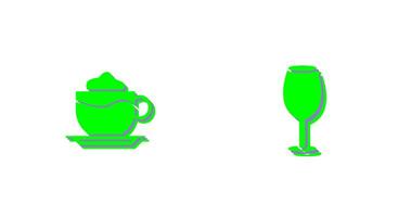 latté y vino vaso icono vector