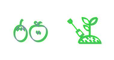 frutas y vegetales y plantación icono vector