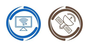 Disconnected Network and Satellite Icon vector