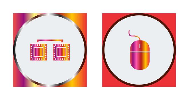 procesadores conectado y ratón icono vector