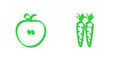 manzanas y zanahorias icono vector