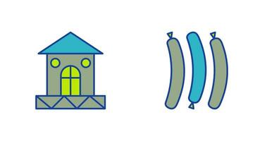 House and Hot Sausage Icon vector