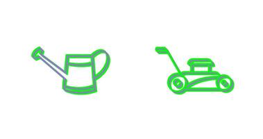 Watering tool and Lawn Mower Icon vector