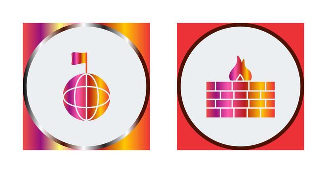 global signal and firewall Icon vector
