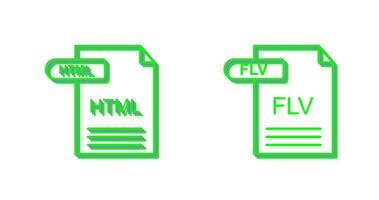 html y flv icono vector