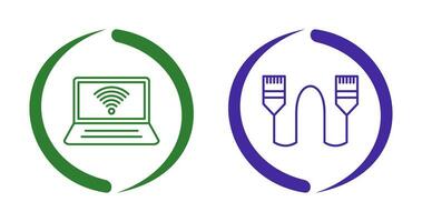 Connected Laptop and Internet Cable Icon vector