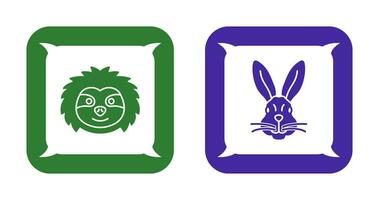 Sloth and Rabbit Icon vector