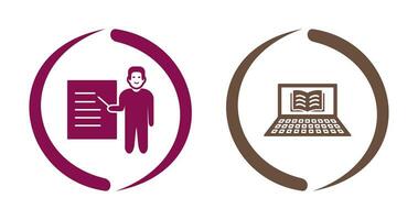 Online Books and Male Presenter Icon vector