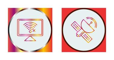 Disconnected Network and Satellite Icon vector