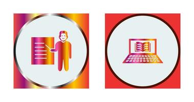 Online Books and Male Presenter Icon vector