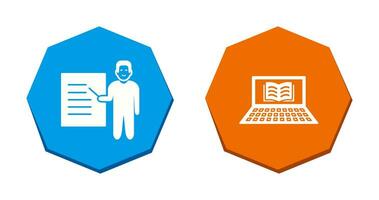 Online Books and Male Presenter Icon vector