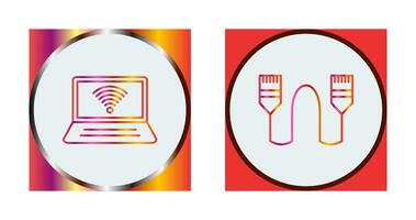 Connected Laptop and Internet Cable Icon vector