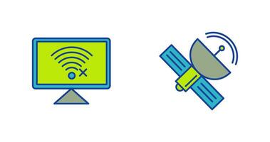 Disconnected Network and Satellite Icon vector