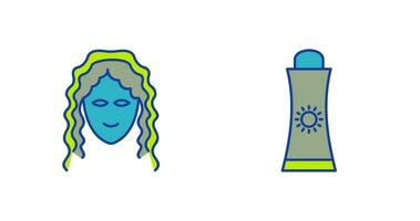 Sunblock Cream and Hair Curly Icon vector