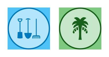 Gardening Tools and Palm tree Icon vector